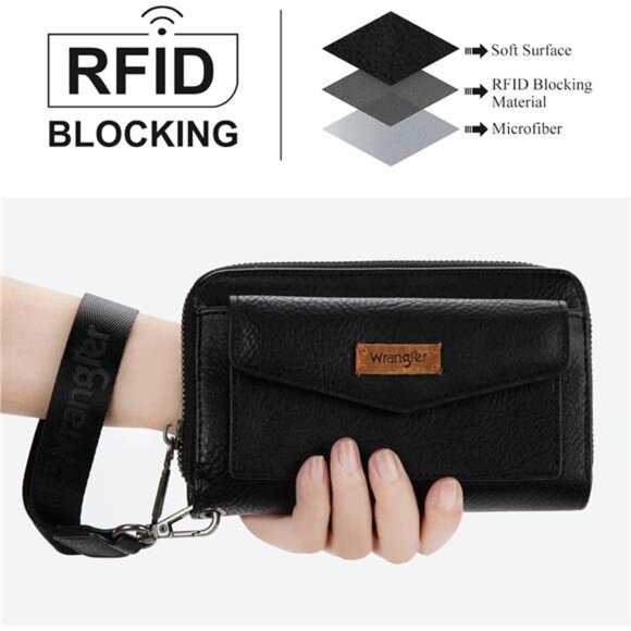 Large Capacity Wallets Women Black - Picture 2 of 6